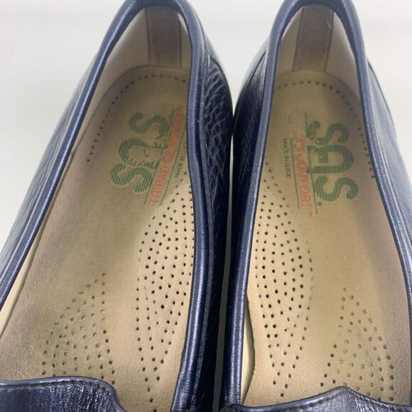 SAS Simplify Everyday Loafer Navy Blue Leather Moc Toe Slip On Womens Size 8.5 M - Picture 5 of 12